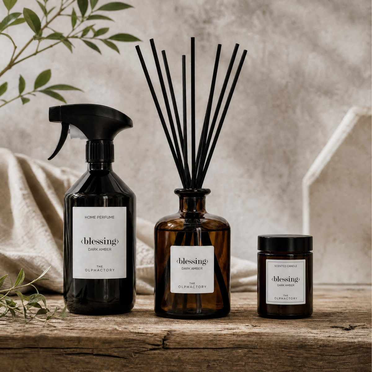 The Olphactory | Blessing Dark Amber | Geurstokjes | Geurkaars | Homespray