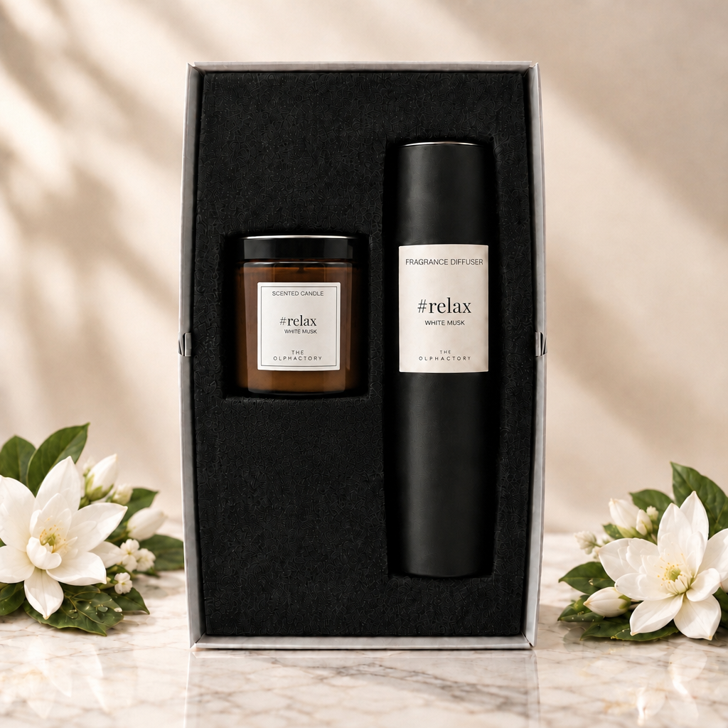 The Olphactory | The Scented Moment White Musk | Glaskaars | Geurstokjes | Gastendoekje