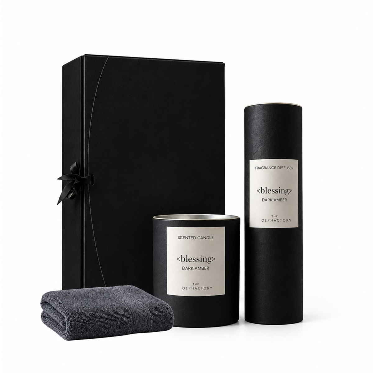 The Olphactory | Scent & Glow Dark Amber | Geurkaars | Geurstokjes | Gastendoekje