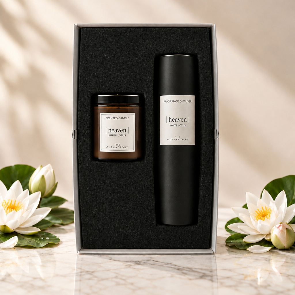 The Olphactory | The Scented Moment White Lotus | Glaskaars | Geurstokjes | Gastendoekje